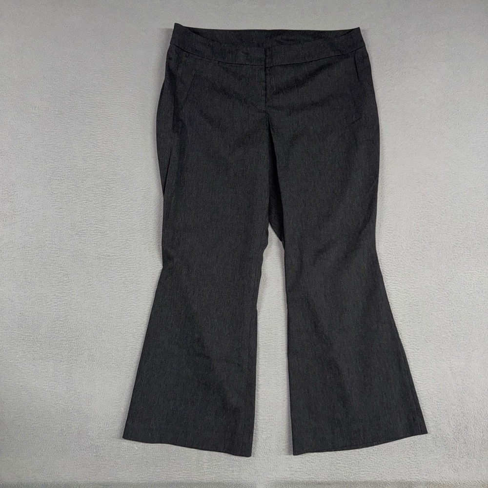 Lane Bryant Pants Womens 14P Gray Flare Stretch Flat Front Trousers Dress